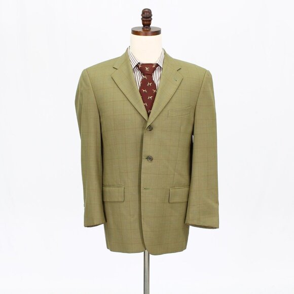 Joseph Abboud 40S Green Check 3-Button Sport Coat Blazer Jacket B963 - Picture 1 of 11